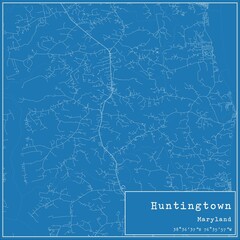 Blueprint US city map of Huntingtown, Maryland.