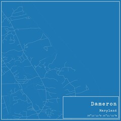 Blueprint US city map of Dameron, Maryland.
