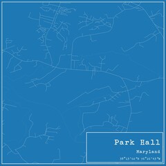 Obraz premium Blueprint US city map of Park Hall, Maryland.