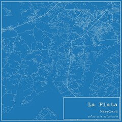 Blueprint US city map of La Plata, Maryland.