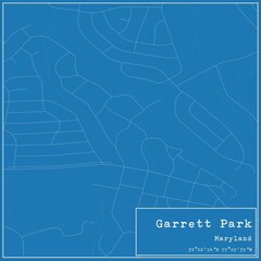 Blueprint US city map of Garrett Park, Maryland.