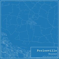 Blueprint US city map of Poolesville, Maryland.
