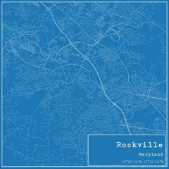 Blueprint US city map of Rockville, Maryland.