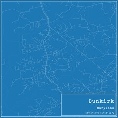 Blueprint US city map of Dunkirk, Maryland.
