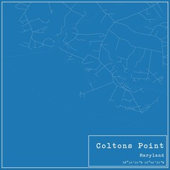 Blueprint US city map of Coltons Point, Maryland.