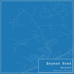 Blueprint US city map of Bryans Road, Maryland.