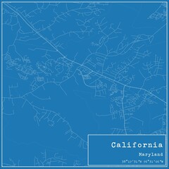 Blueprint US city map of California, Maryland.