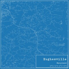 Blueprint US city map of Hughesville, Maryland.