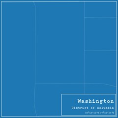 Blueprint US city map of Washington, District of Columbia.