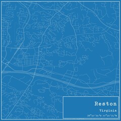 Blueprint US city map of Reston, Virginia.