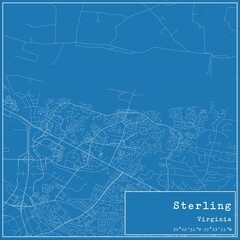 Blueprint US city map of Sterling, Virginia.