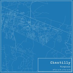 Blueprint US city map of Chantilly, Virginia.