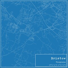 Blueprint US city map of Bristow, Virginia.