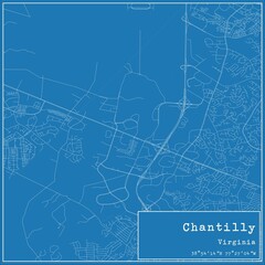 Blueprint US city map of Chantilly, Virginia.