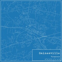 Blueprint US city map of Gainesville, Virginia.