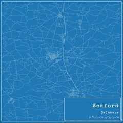 Blueprint US city map of Seaford, Delaware.