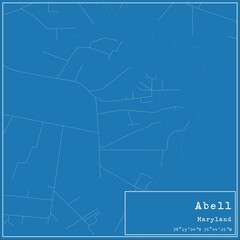 Blueprint US city map of Abell, Maryland.