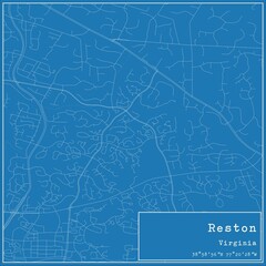 Blueprint US city map of Reston, Virginia.