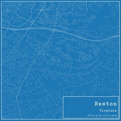 Blueprint US city map of Reston, Virginia.