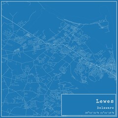 Blueprint US city map of Lewes, Delaware.