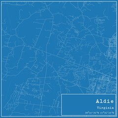 Blueprint US city map of Aldie, Virginia.