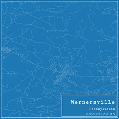 Blueprint US city map of Wernersville, Pennsylvania.