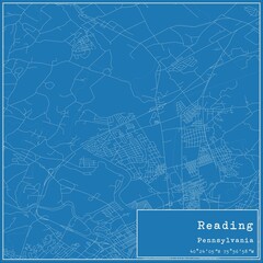 Blueprint US city map of Reading, Pennsylvania.