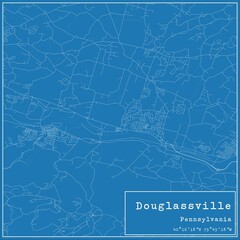 Blueprint US city map of Douglassville, Pennsylvania.
