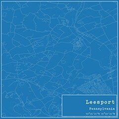 Blueprint US city map of Leesport, Pennsylvania.
