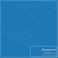 Blueprint US city map of Skippack, Pennsylvania.