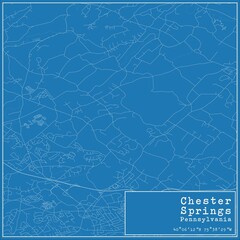 Blueprint US city map of Chester Springs, Pennsylvania.