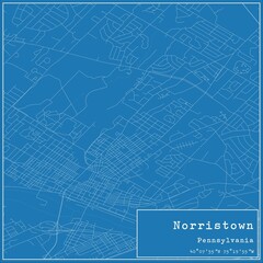 Blueprint US city map of Norristown, Pennsylvania.