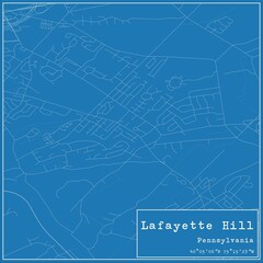Blueprint US city map of Lafayette Hill, Pennsylvania.