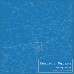 Blueprint US city map of Kennett Square, Pennsylvania.