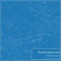 Blueprint US city map of Downingtown, Pennsylvania.