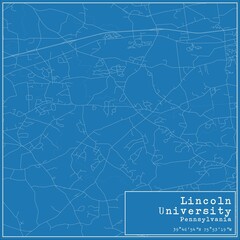 Blueprint US city map of Lincoln University, Pennsylvania.