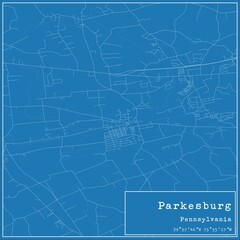 Blueprint US city map of Parkesburg, Pennsylvania.