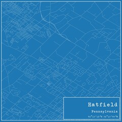 Blueprint US city map of Hatfield, Pennsylvania.