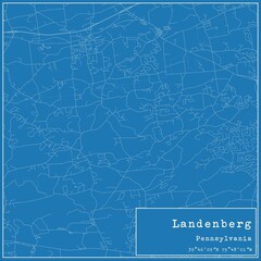 Obraz premium Blueprint US city map of Landenberg, Pennsylvania.