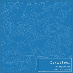 Obraz premium Blueprint US city map of Levittown, Pennsylvania.