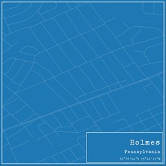 Blueprint US city map of Holmes, Pennsylvania.