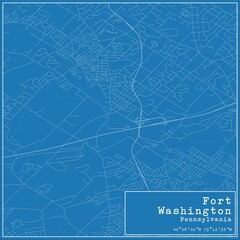 Blueprint US city map of Fort Washington, Pennsylvania.