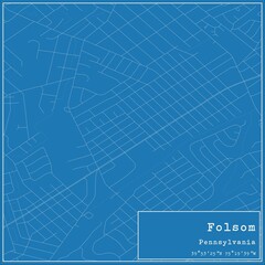 Blueprint US city map of Folsom, Pennsylvania.