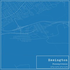 Blueprint US city map of Essington, Pennsylvania.