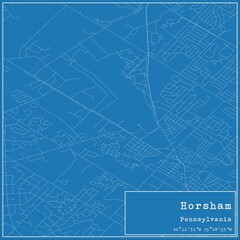 Blueprint US city map of Horsham, Pennsylvania.