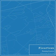 Blueprint US city map of Flourtown, Pennsylvania.