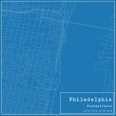 Fototapeta premium Blueprint US city map of Philadelphia, Pennsylvania.