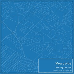 Blueprint US city map of Wyncote, Pennsylvania.