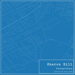 Blueprint US city map of Sharon Hill, Pennsylvania.