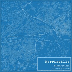 Blueprint US city map of Morrisville, Pennsylvania.